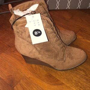 Camel Wedge Booties